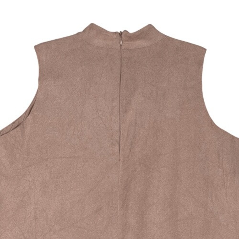 Mud Pie Carley Faux Suede Ruffle Shift Dress Dusty Rose Mock Neck Size M - Picture 5 of 8